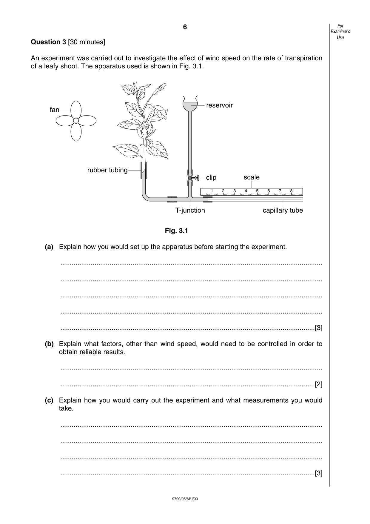 Cambridge A Level Biology 9700 2003 May/June Paper 5 · Variant 1 question paper, page 6 of 8