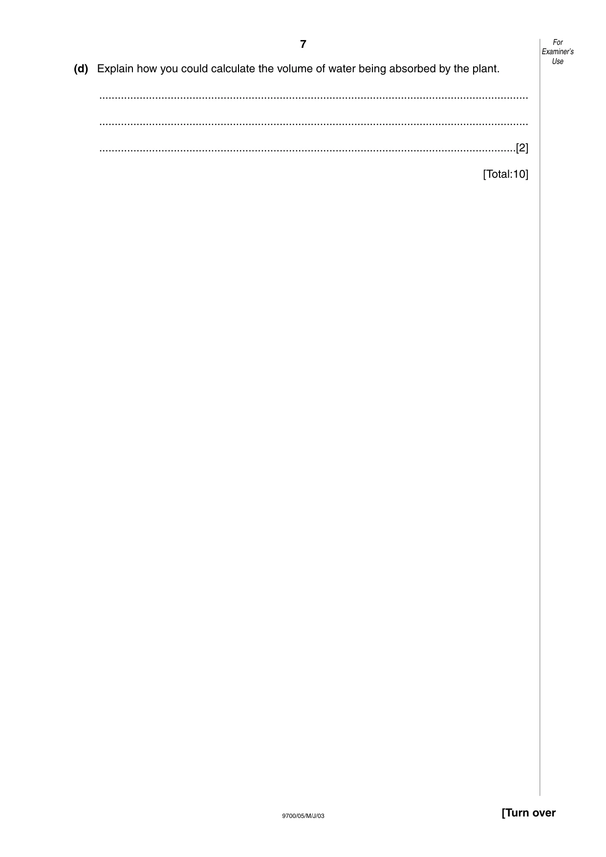 Cambridge A Level Biology 9700 2003 May/June Paper 5 · Variant 1 question paper, page 7 of 8