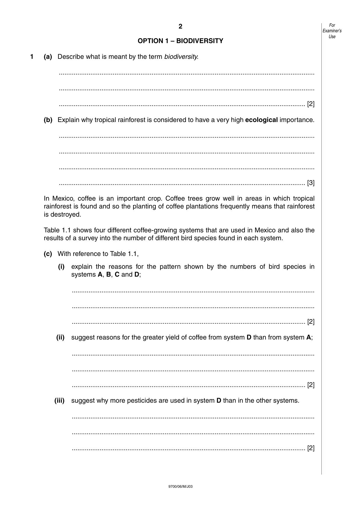 Cambridge A Level Biology 9700 2003 May/June Paper 6 · Variant 1 question paper, page 2 of 28