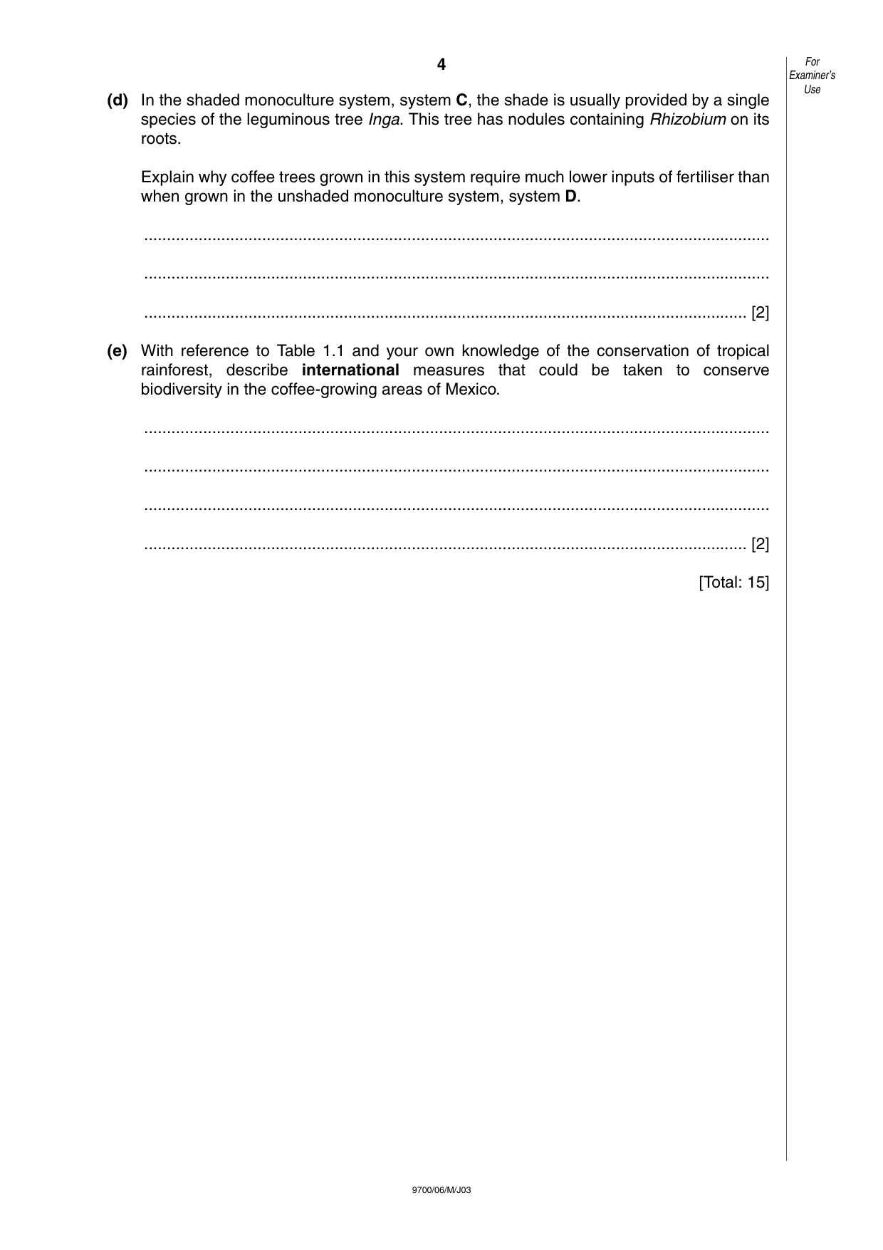 Cambridge A Level Biology 9700 2003 May/June Paper 6 · Variant 1 question paper, page 4 of 28