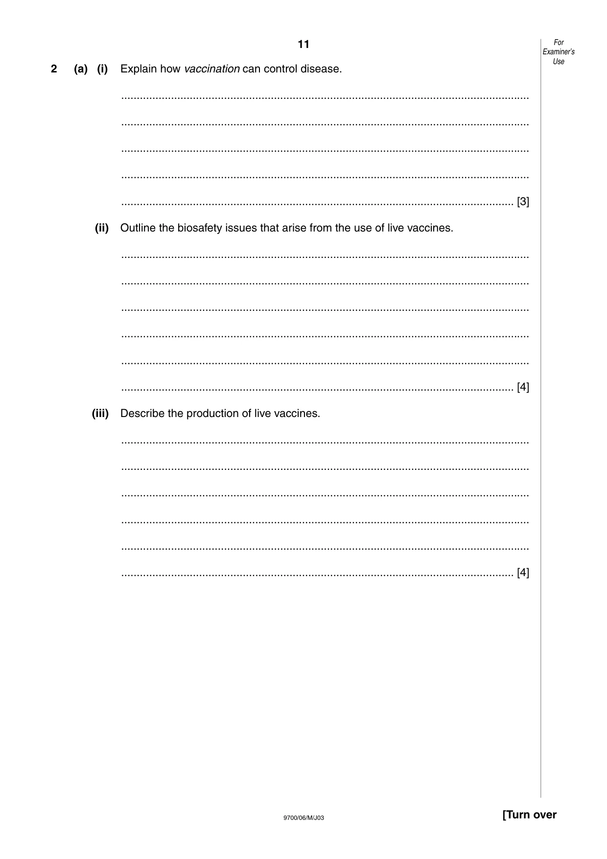Cambridge A Level Biology 9700 2003 May/June Paper 6 · Variant 1 question paper, page 11 of 28