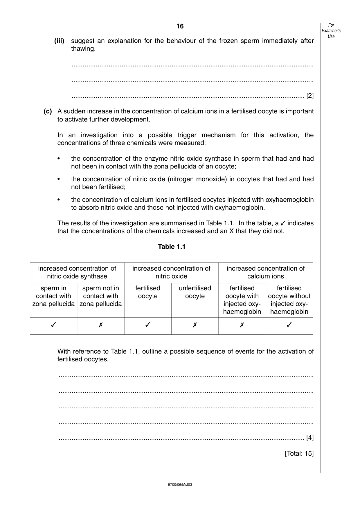Cambridge A Level Biology 9700 2003 May/June Paper 6 · Variant 1 question paper, page 16 of 28