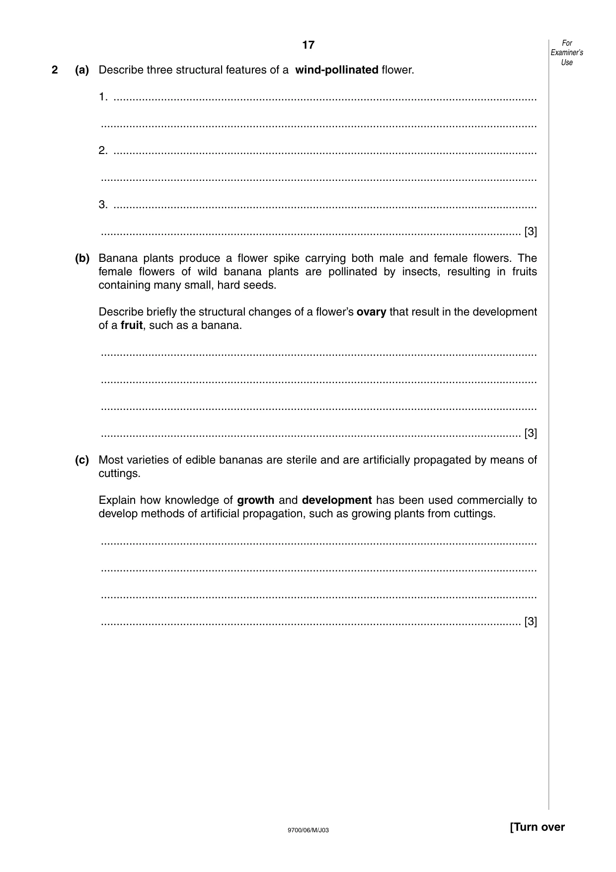 Cambridge A Level Biology 9700 2003 May/June Paper 6 · Variant 1 question paper, page 17 of 28