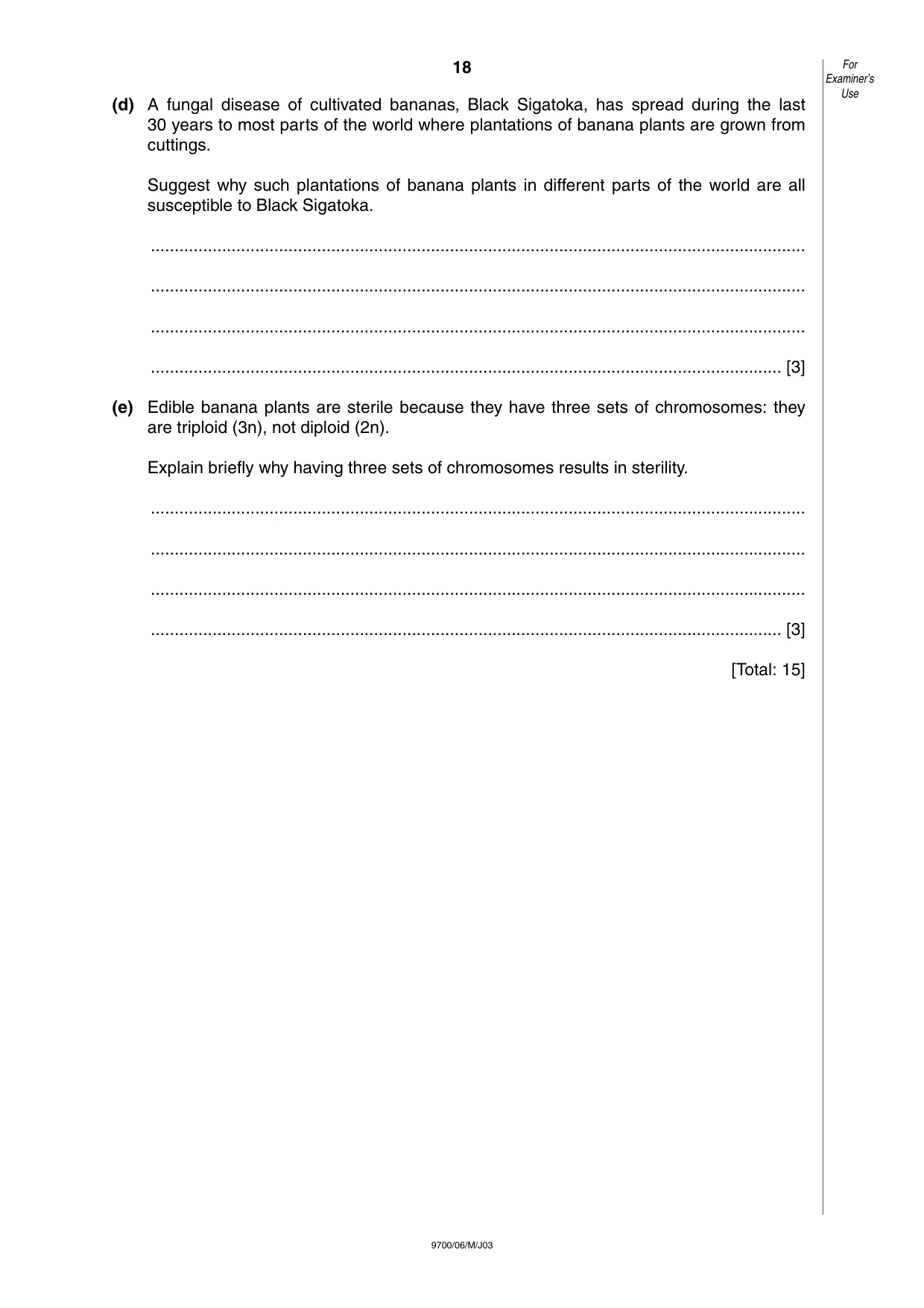 Cambridge A Level Biology 9700 2003 May/June Paper 6 · Variant 1 question paper, page 18 of 28