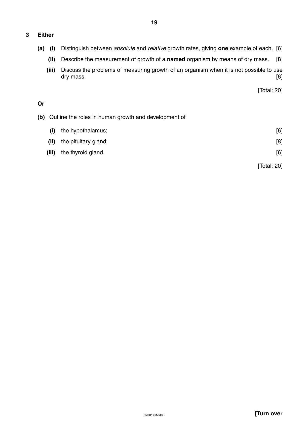 Cambridge A Level Biology 9700 2003 May/June Paper 6 · Variant 1 question paper, page 19 of 28