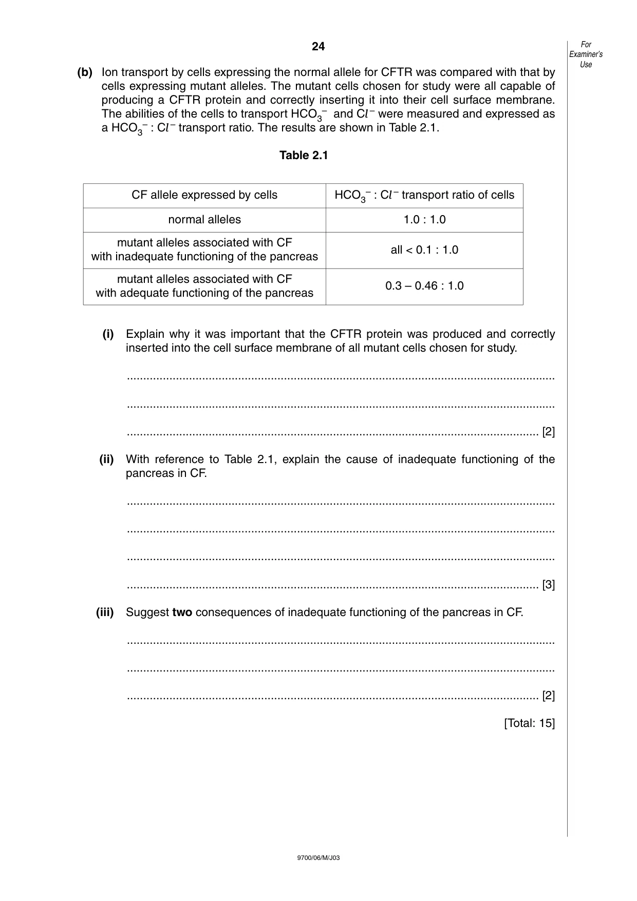 Cambridge A Level Biology 9700 2003 May/June Paper 6 · Variant 1 question paper, page 24 of 28