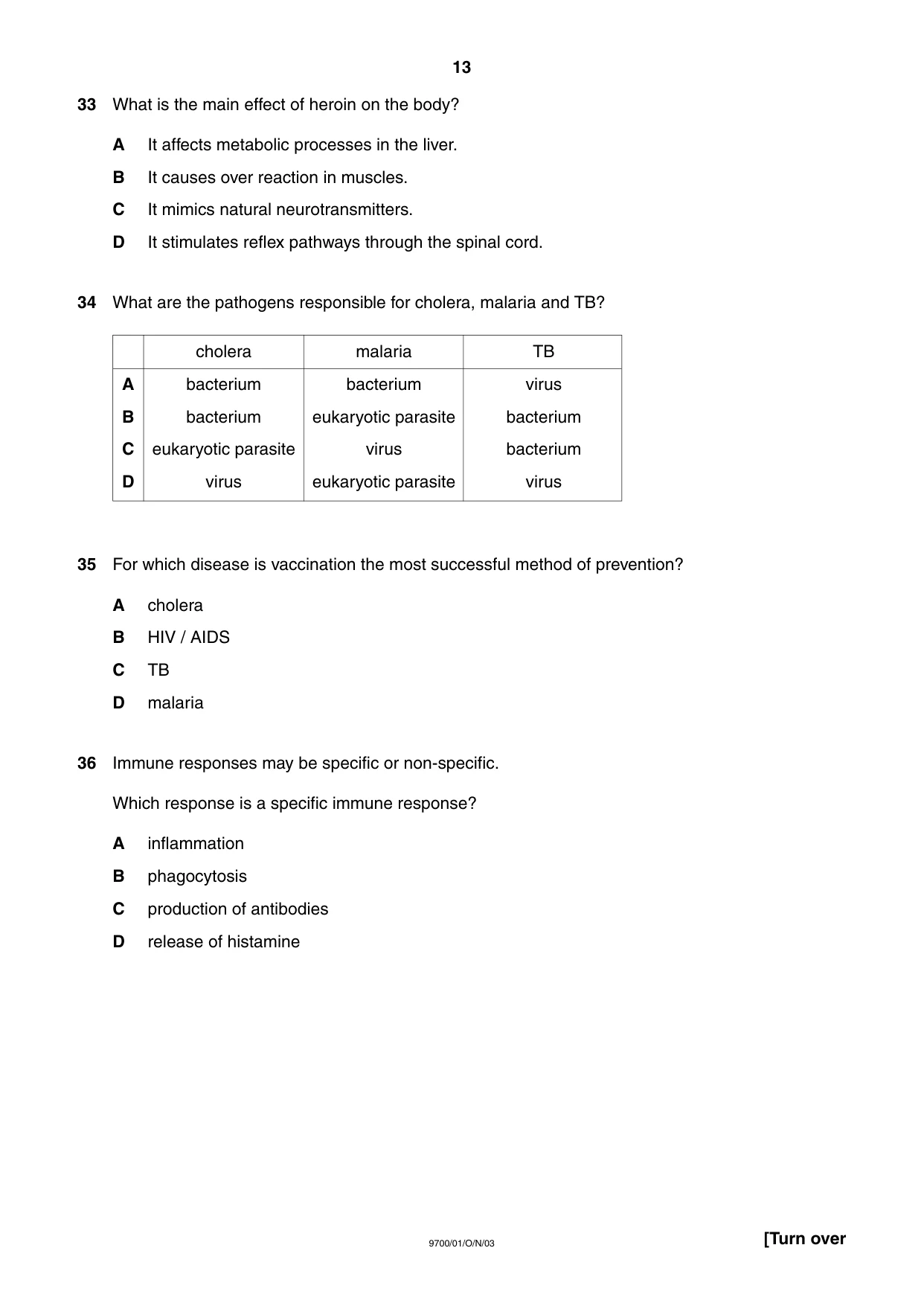 Cambridge A Level Biology 9700 2003 Oct/Nov Paper 1 · Variant 1 question paper, page 13 of 16