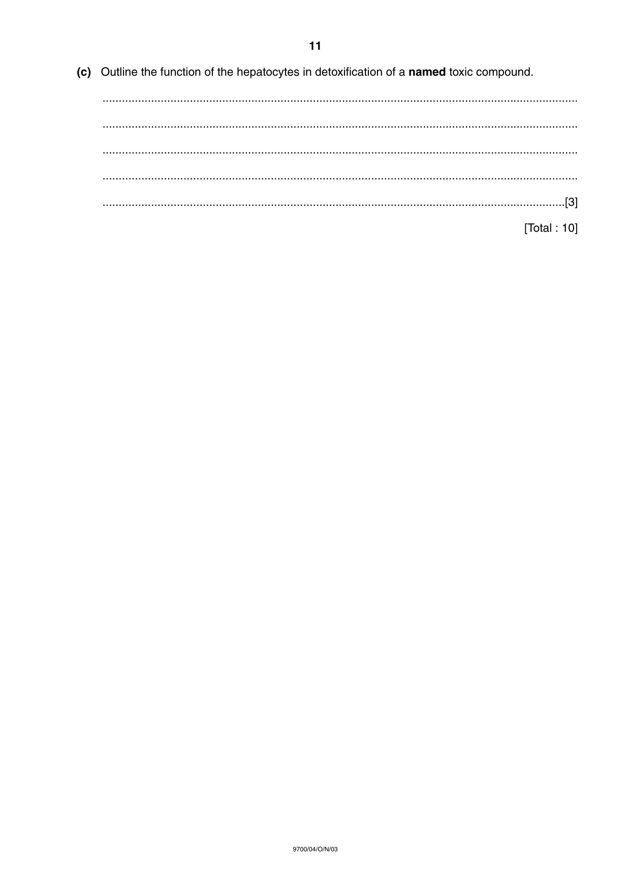 Cambridge A Level Biology 9700 2003 Oct/Nov Paper 4 · Variant 1 question paper, page 11 of 12