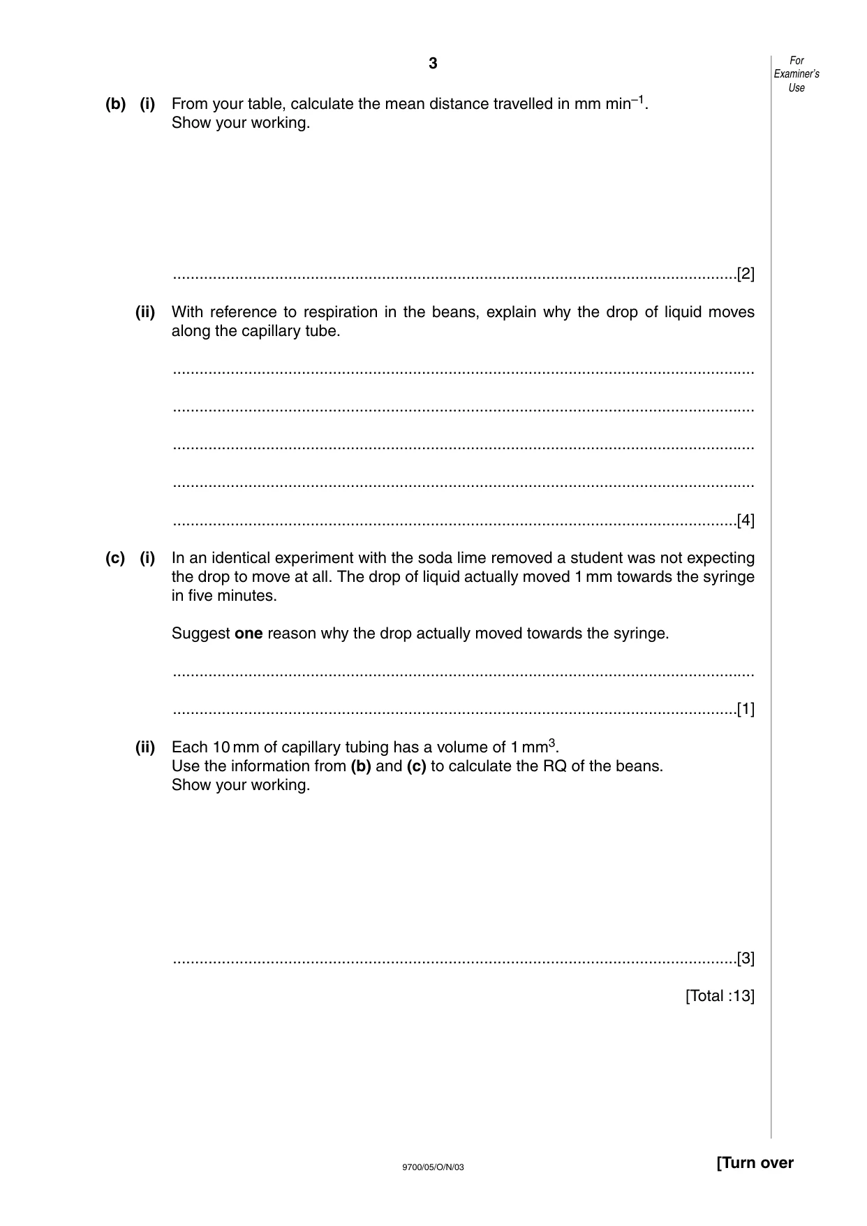 Cambridge A Level Biology 9700 2003 Oct/Nov Paper 5 · Variant 1 question paper, page 3 of 8