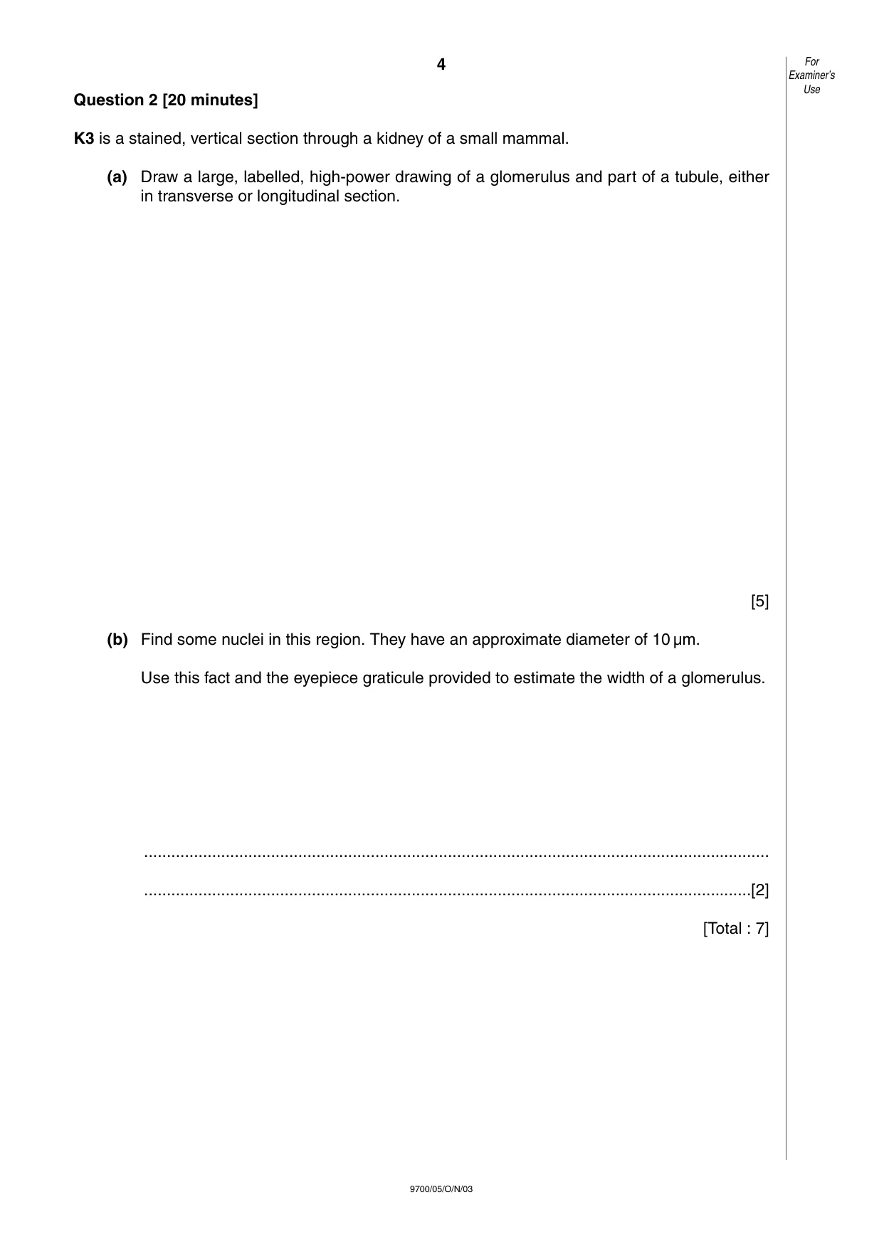 Cambridge A Level Biology 9700 2003 Oct/Nov Paper 5 · Variant 1 question paper, page 4 of 8