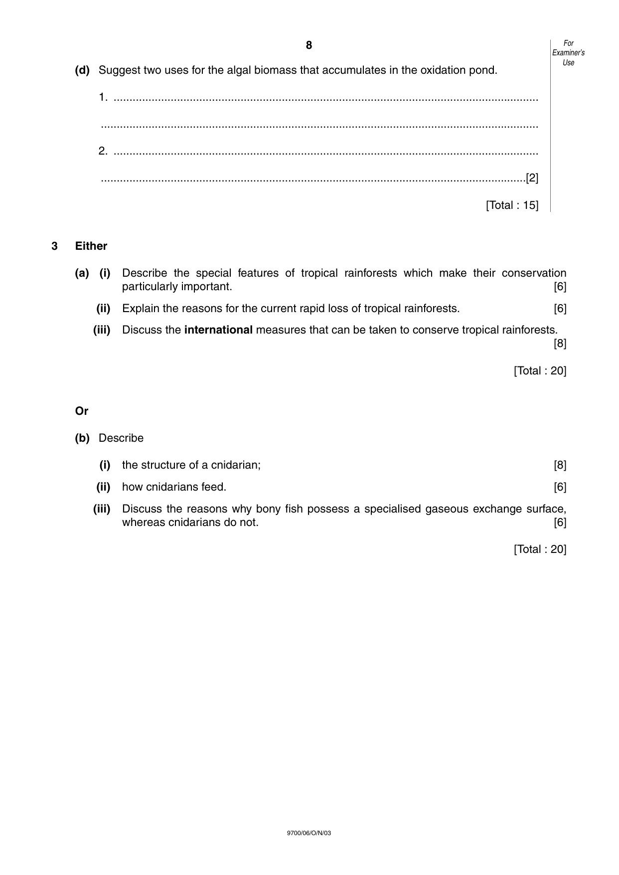 Cambridge A Level Biology 9700 2003 Oct/Nov Paper 6 · Variant 1 question paper, page 8 of 24