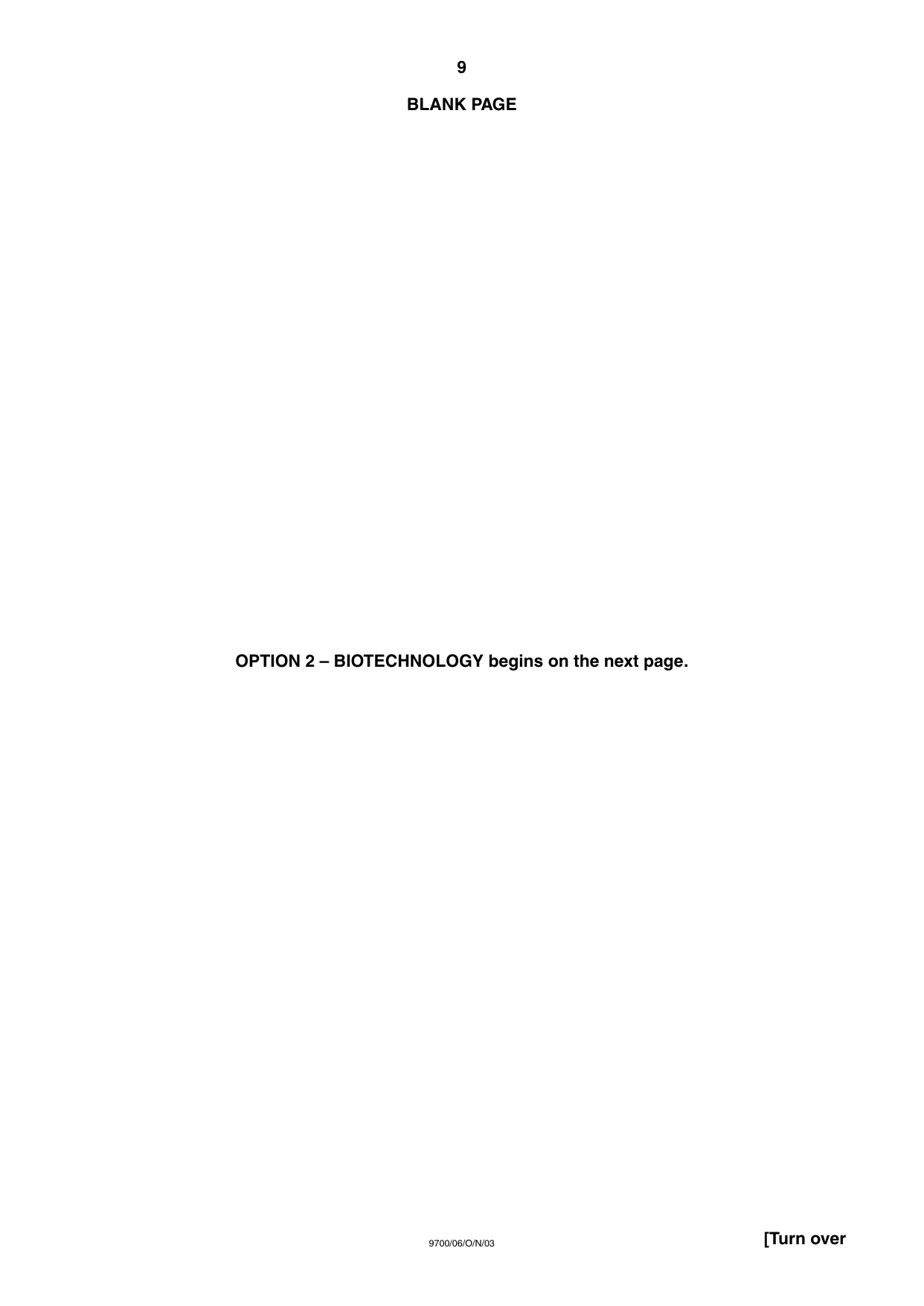 Cambridge A Level Biology 9700 2003 Oct/Nov Paper 6 · Variant 1 question paper, page 9 of 24