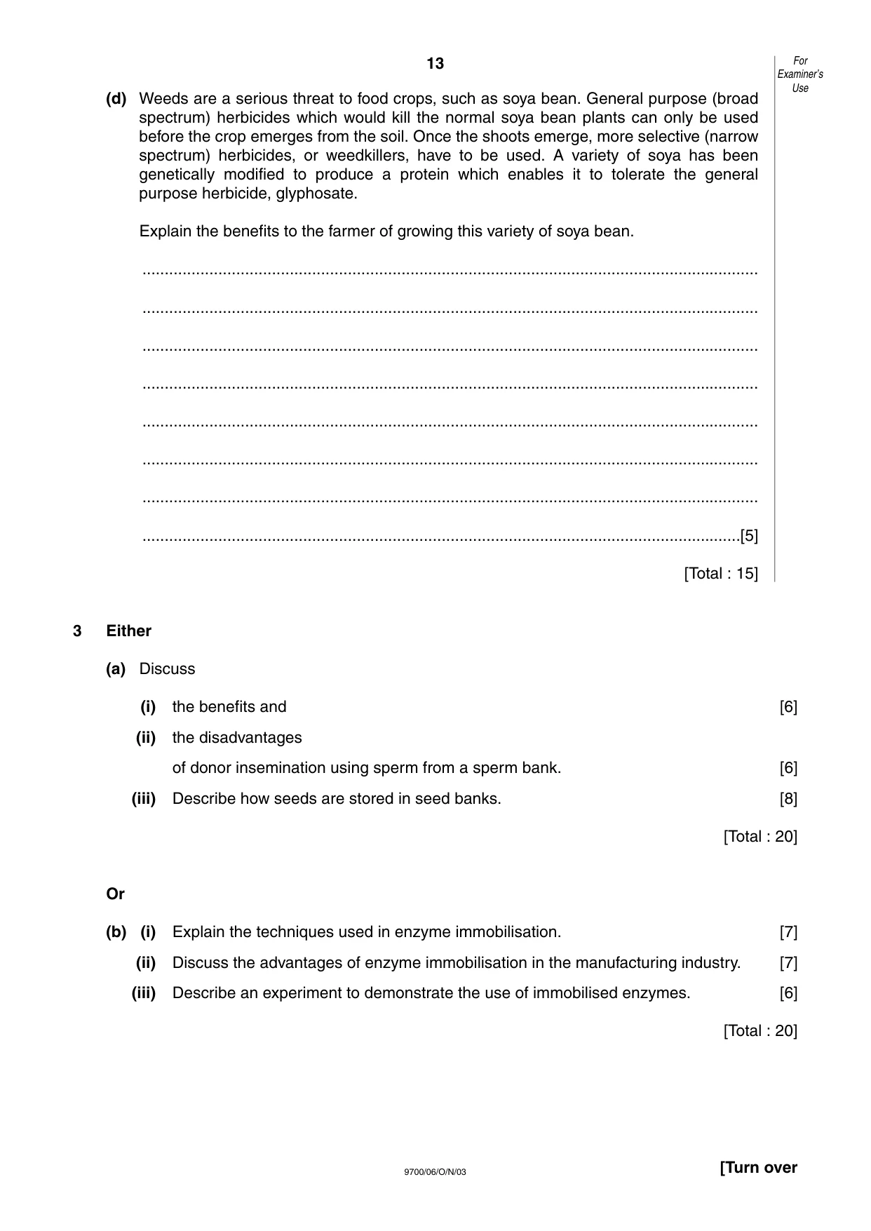 Cambridge A Level Biology 9700 2003 Oct/Nov Paper 6 · Variant 1 question paper, page 13 of 24