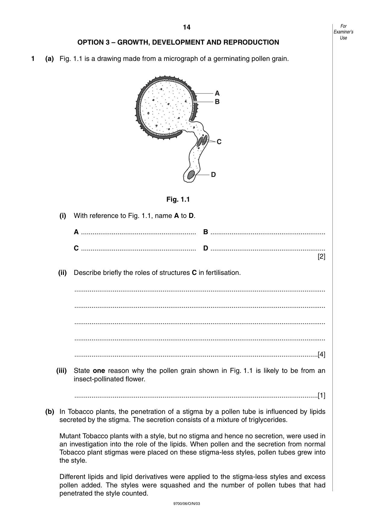 Cambridge A Level Biology 9700 2003 Oct/Nov Paper 6 · Variant 1 question paper, page 14 of 24