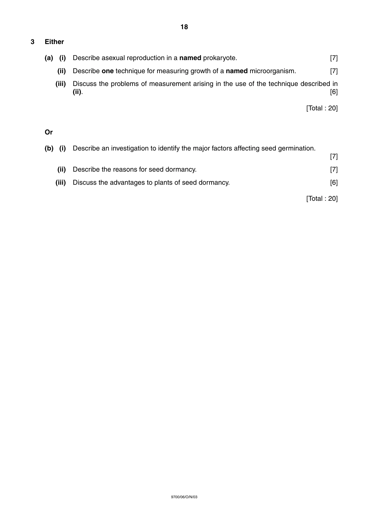 Cambridge A Level Biology 9700 2003 Oct/Nov Paper 6 · Variant 1 question paper, page 18 of 24