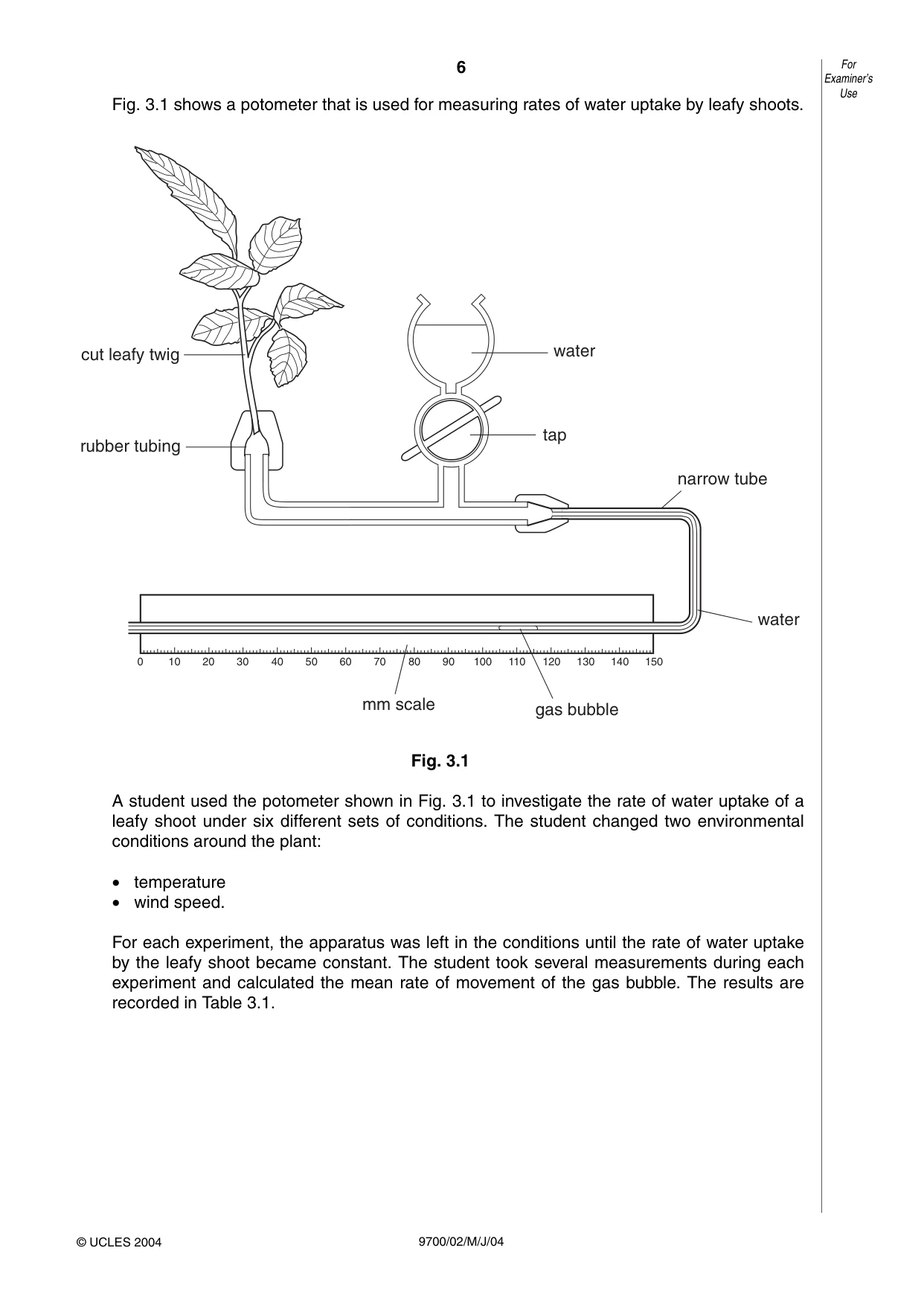 Cambridge A Level Biology 9700 2004 May/June Paper 2 · Variant 1 question paper, page 6 of 16