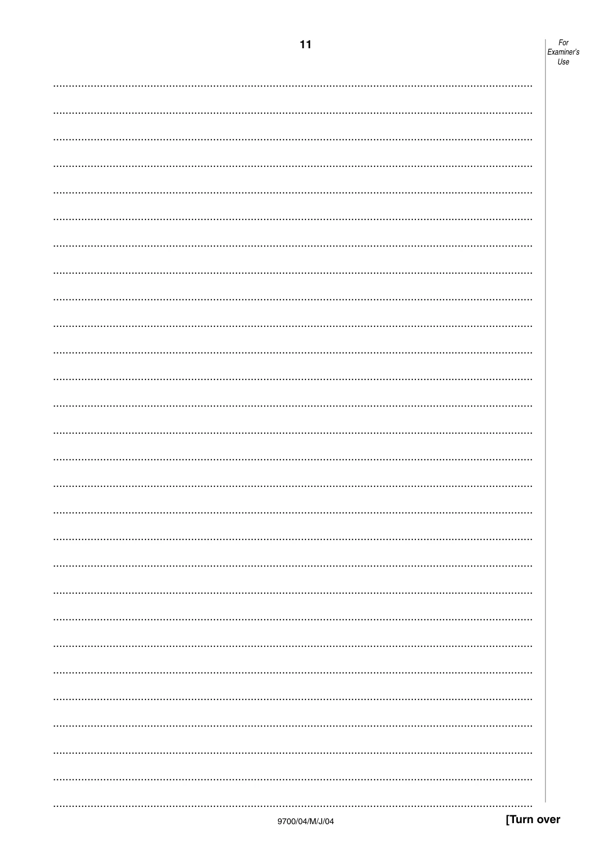 Cambridge A Level Biology 9700 2004 May/June Paper 4 · Variant 1 question paper, page 11 of 12