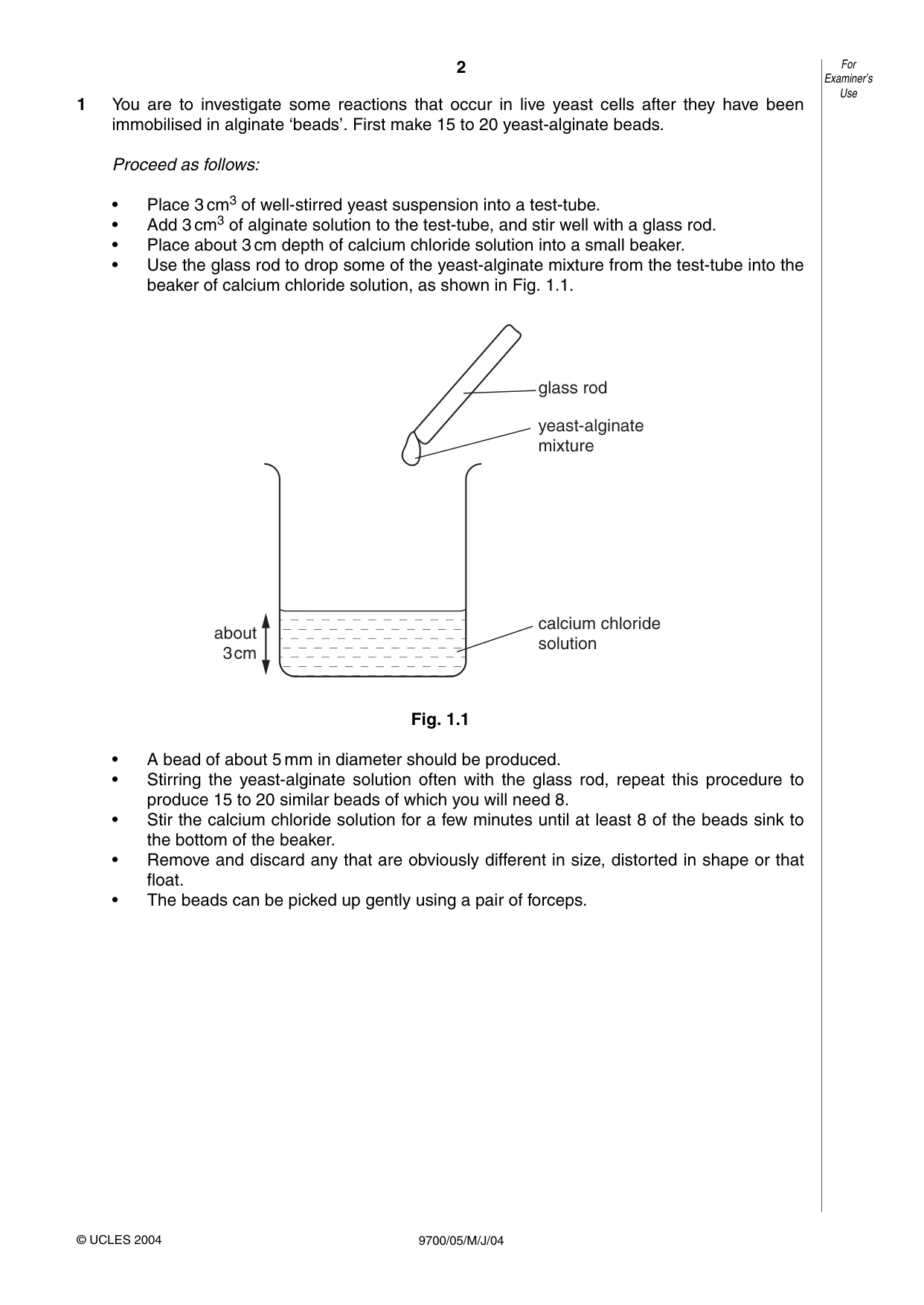 Cambridge A Level Biology 9700 2004 May/June Paper 5 · Variant 1 question paper, page 2 of 8