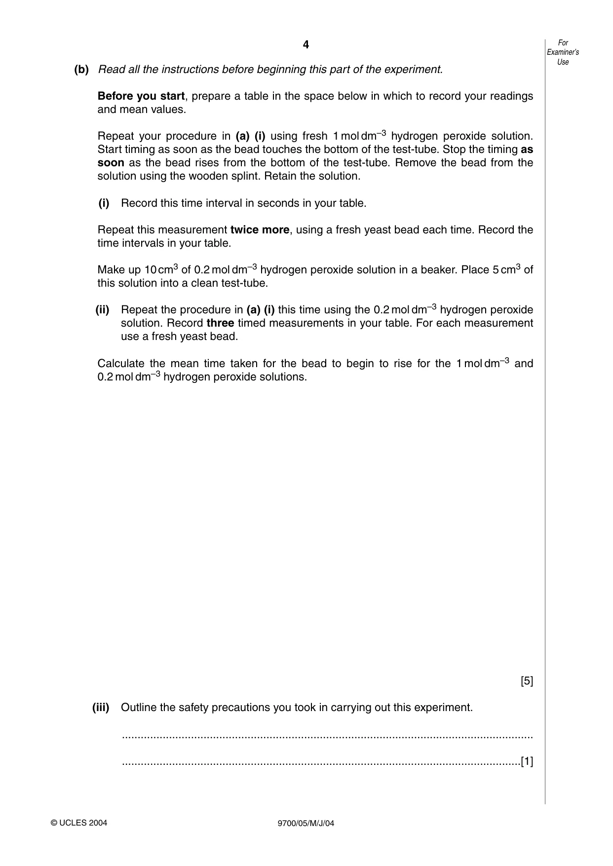 Cambridge A Level Biology 9700 2004 May/June Paper 5 · Variant 1 question paper, page 4 of 8