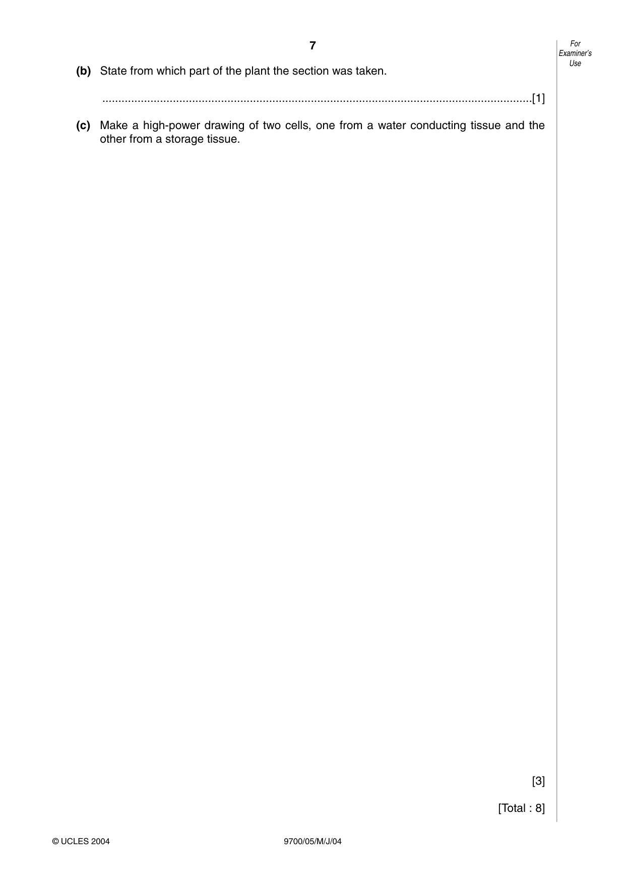 Cambridge A Level Biology 9700 2004 May/June Paper 5 · Variant 1 question paper, page 7 of 8
