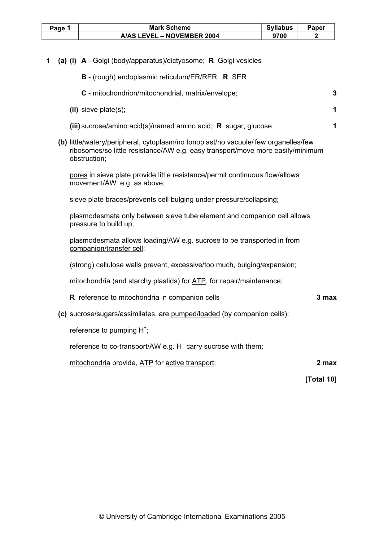 Mark scheme, page 4 of 9