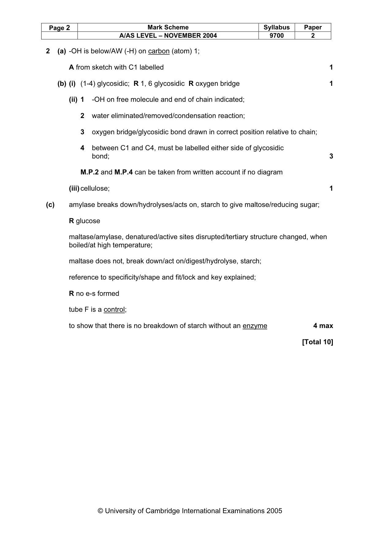 Mark scheme, page 5 of 9