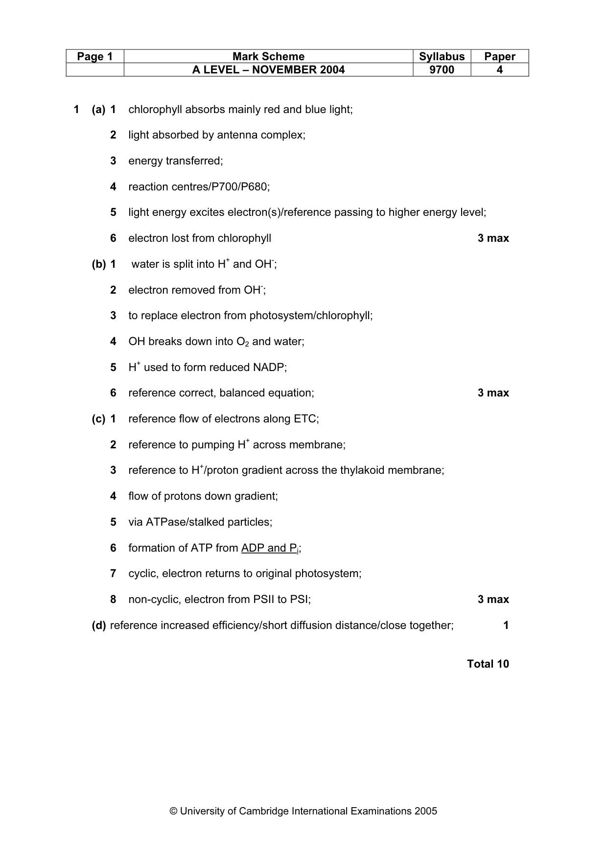 Mark scheme, page 4 of 9