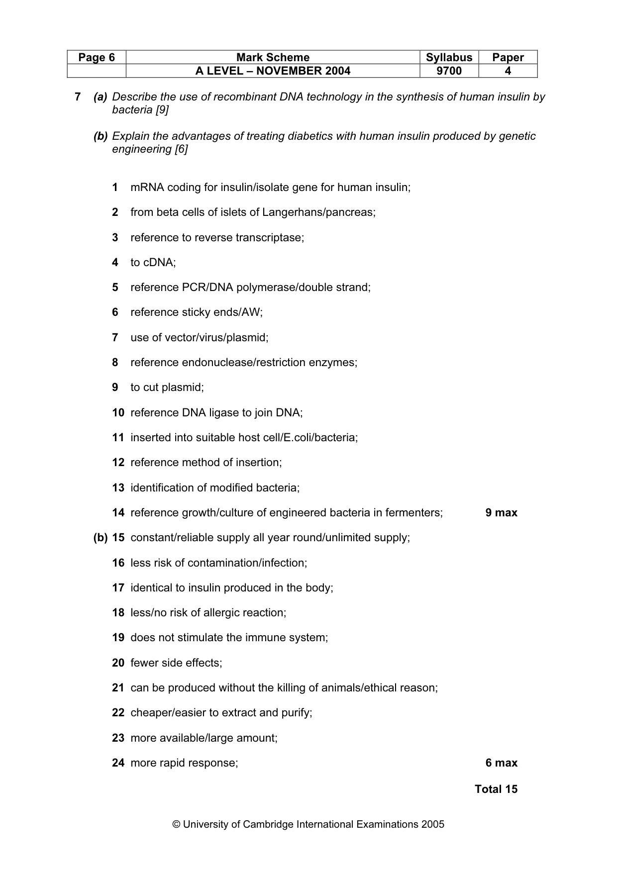 Mark scheme, page 9 of 9