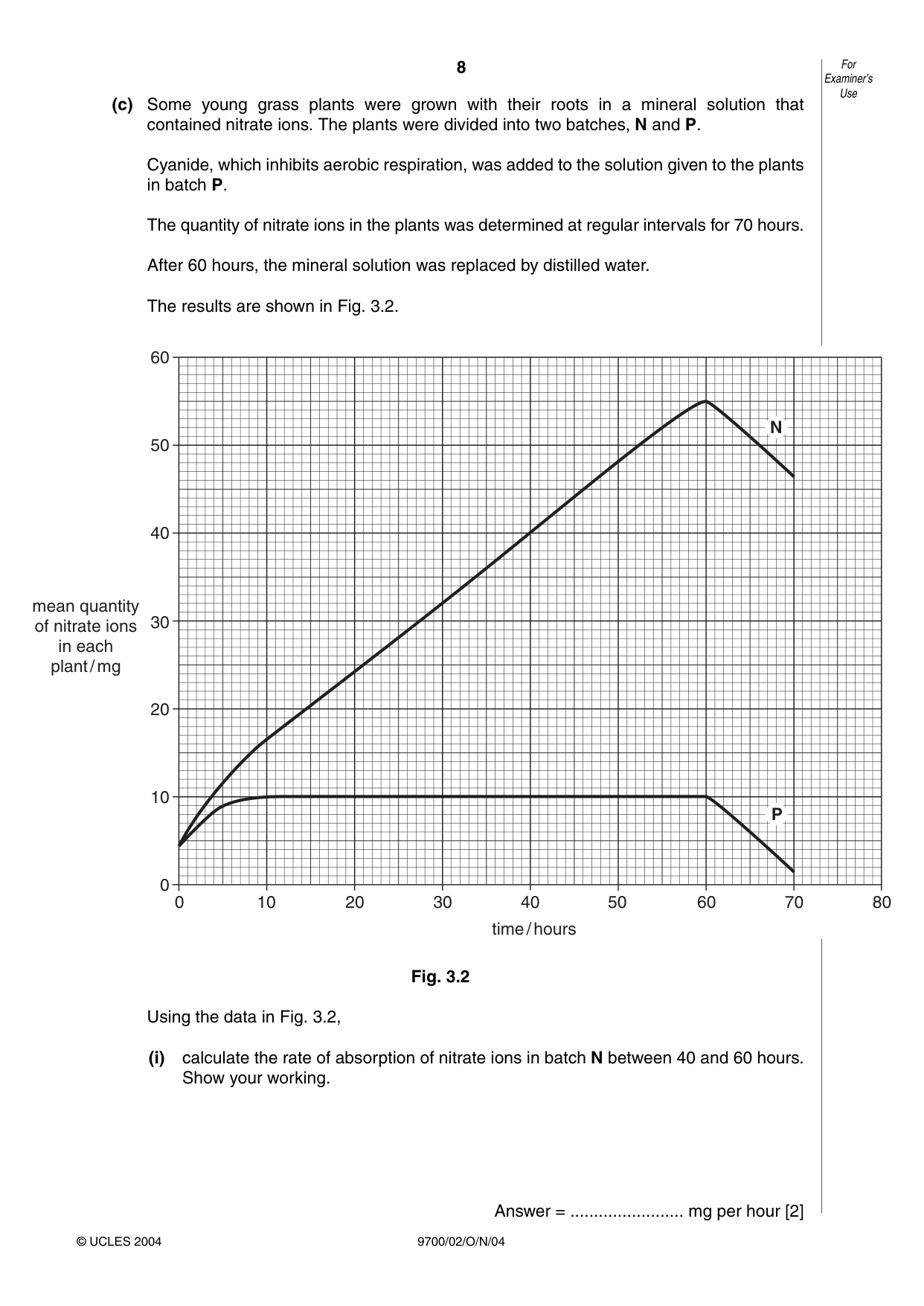 Cambridge A Level Biology 9700 2004 Oct/Nov Paper 2 · Variant 1 question paper, page 8 of 16