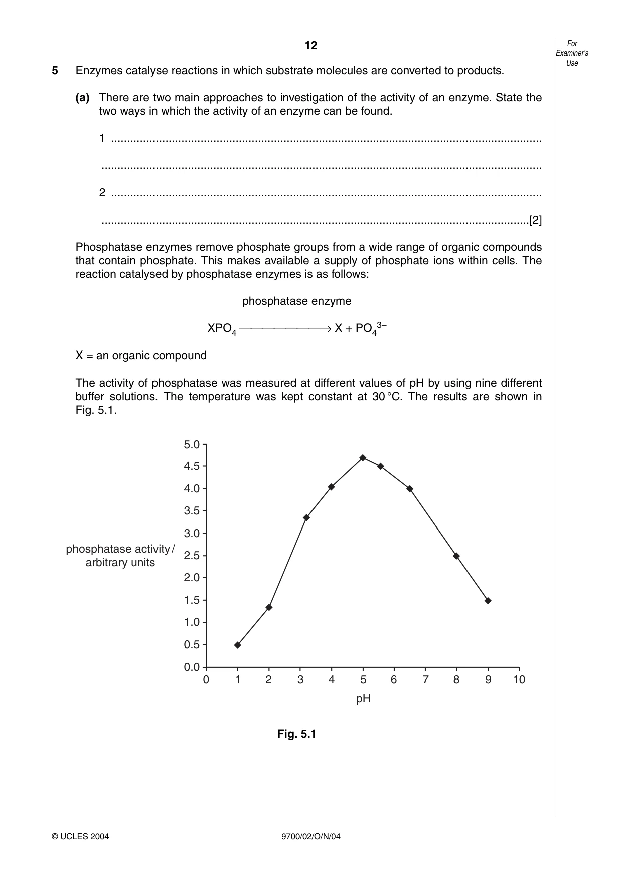 Cambridge A Level Biology 9700 2004 Oct/Nov Paper 2 · Variant 1 question paper, page 12 of 16