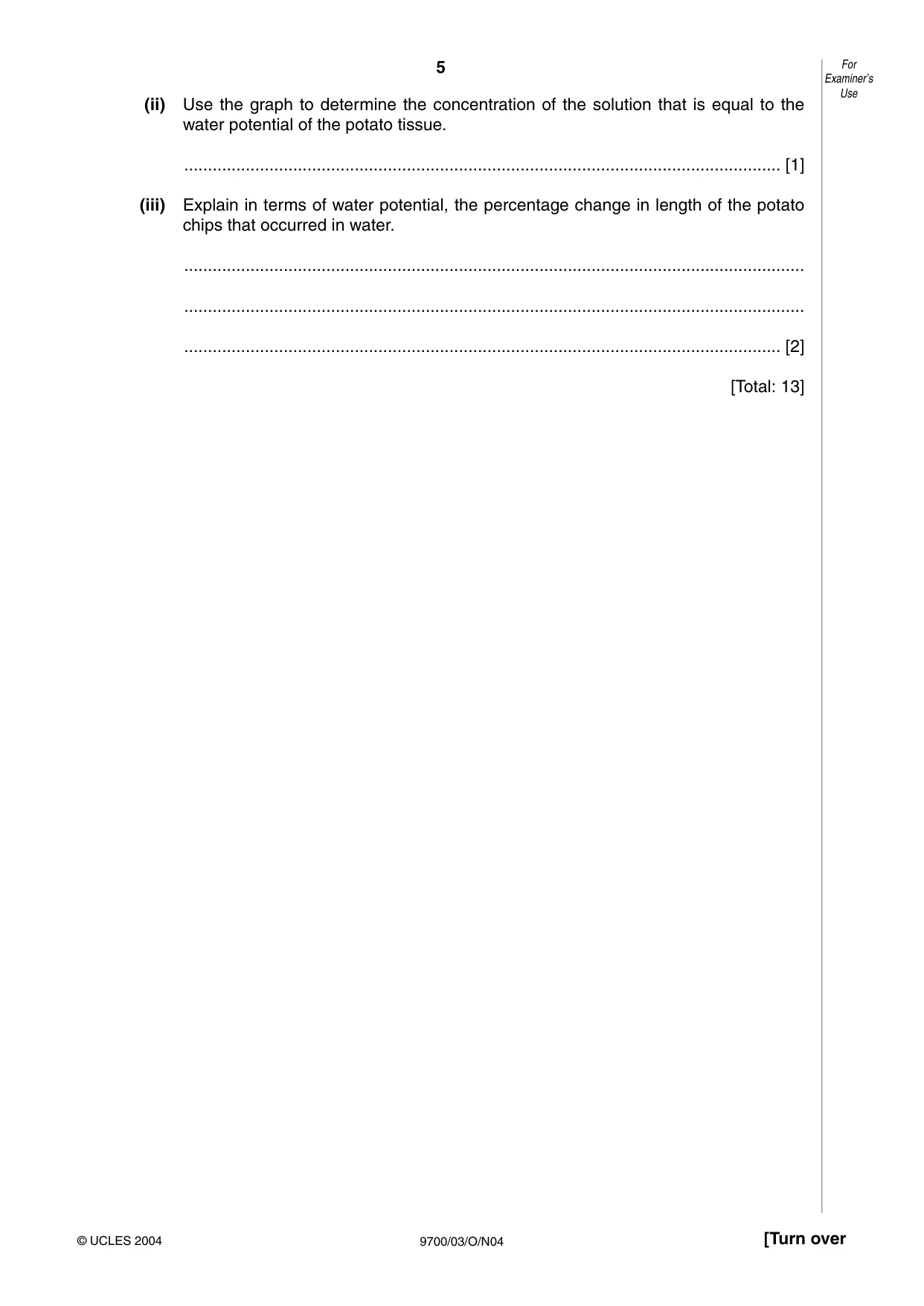 Cambridge A Level Biology 9700 2004 Oct/Nov Paper 3 · Variant 1 question paper, page 5 of 8
