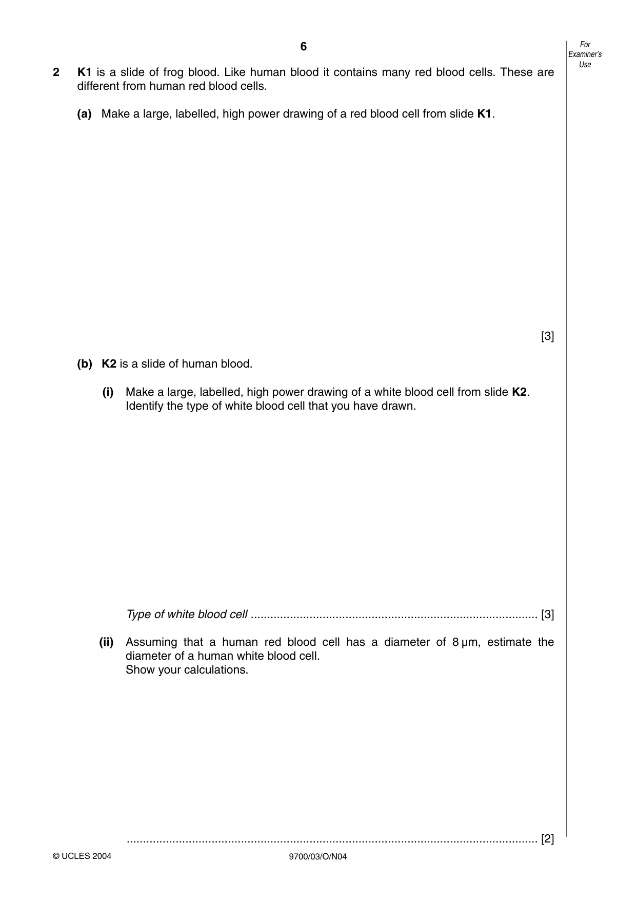 Cambridge A Level Biology 9700 2004 Oct/Nov Paper 3 · Variant 1 question paper, page 6 of 8