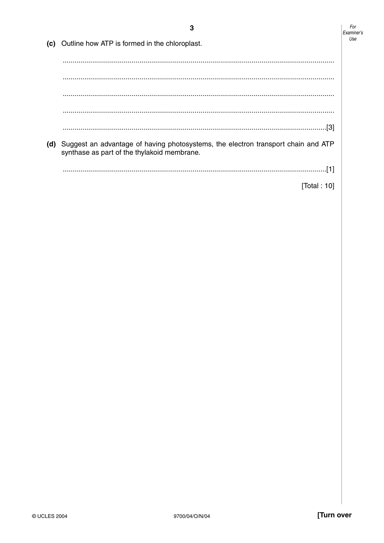 Cambridge A Level Biology 9700 2004 Oct/Nov Paper 4 · Variant 1 question paper, page 3 of 12