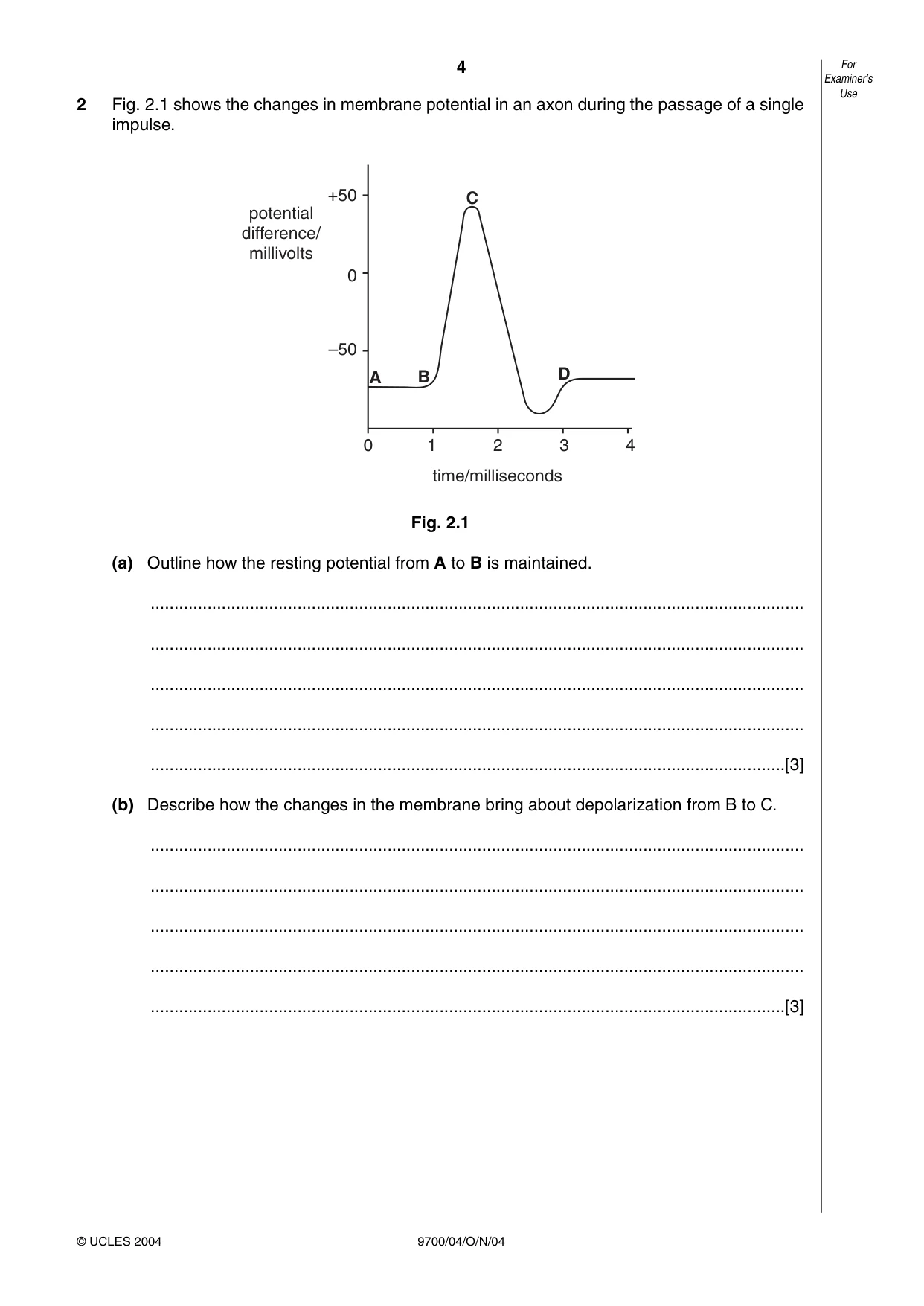 Cambridge A Level Biology 9700 2004 Oct/Nov Paper 4 · Variant 1 question paper, page 4 of 12