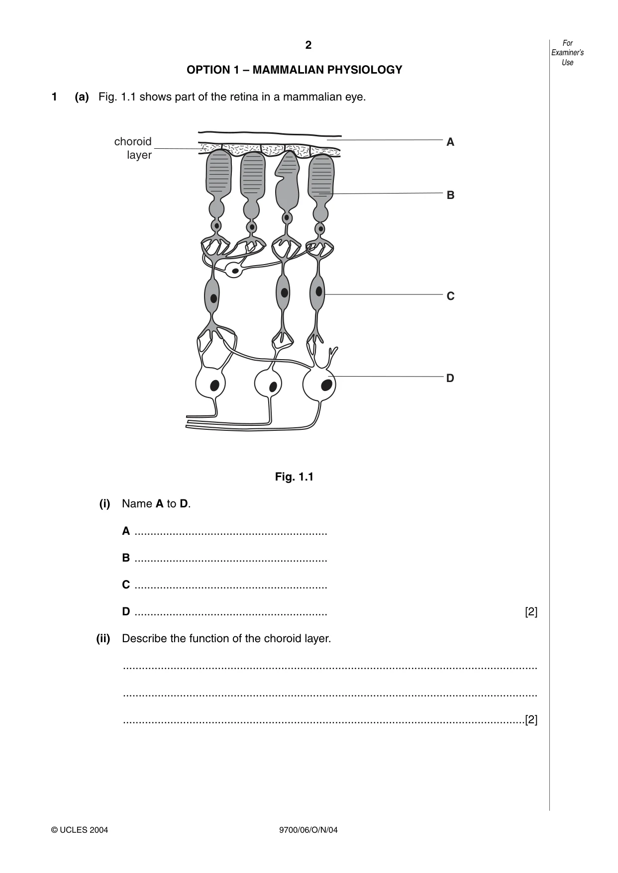 Cambridge A Level Biology 9700 2004 Oct/Nov Paper 6 · Variant 1 question paper, page 2 of 36