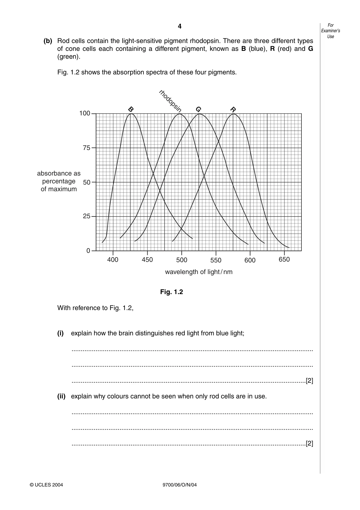 Cambridge A Level Biology 9700 2004 Oct/Nov Paper 6 · Variant 1 question paper, page 4 of 36