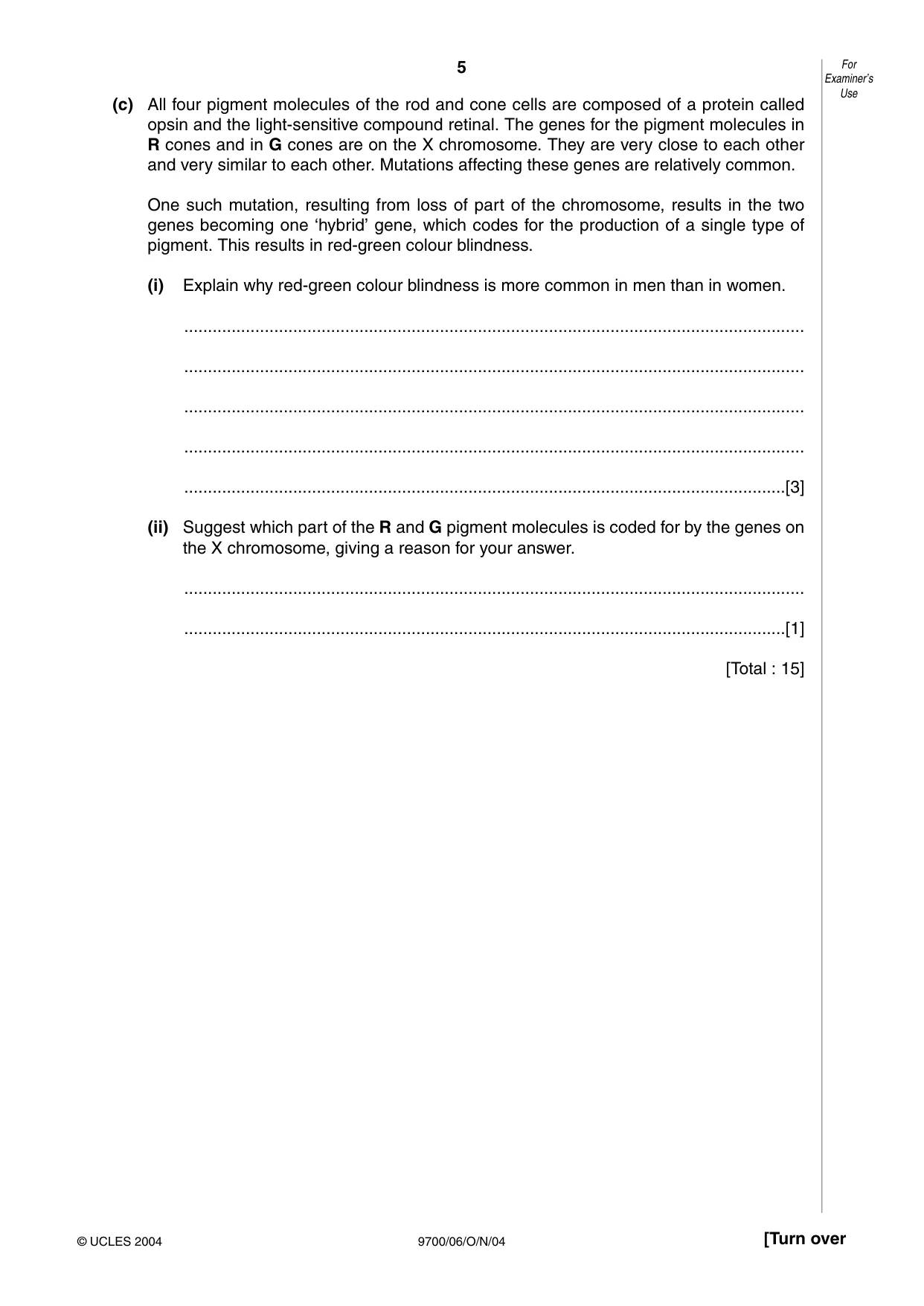Cambridge A Level Biology 9700 2004 Oct/Nov Paper 6 · Variant 1 question paper, page 5 of 36