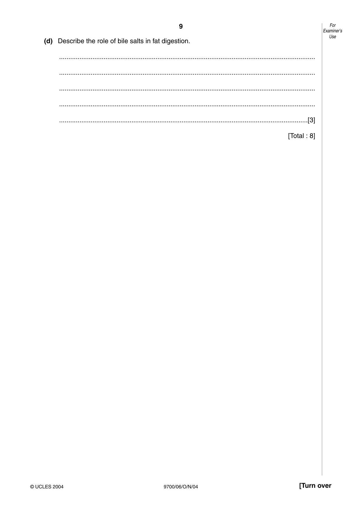 Cambridge A Level Biology 9700 2004 Oct/Nov Paper 6 · Variant 1 question paper, page 9 of 36