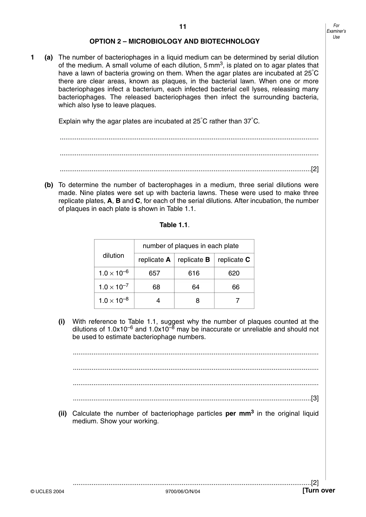 Cambridge A Level Biology 9700 2004 Oct/Nov Paper 6 · Variant 1 question paper, page 11 of 36