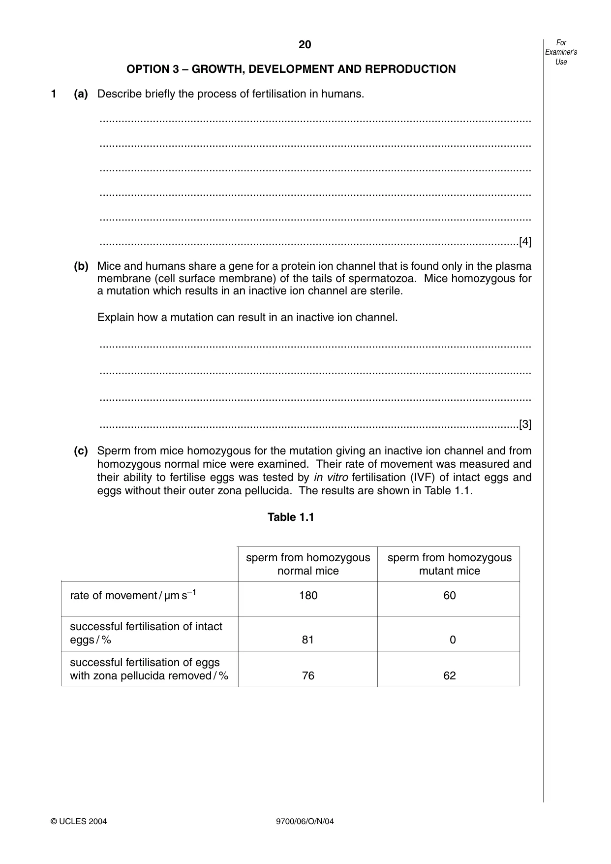 Cambridge A Level Biology 9700 2004 Oct/Nov Paper 6 · Variant 1 question paper, page 20 of 36