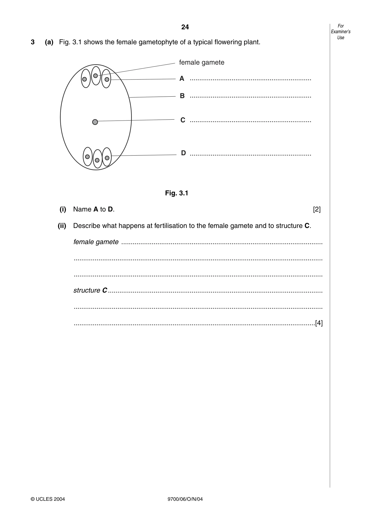 Cambridge A Level Biology 9700 2004 Oct/Nov Paper 6 · Variant 1 question paper, page 24 of 36