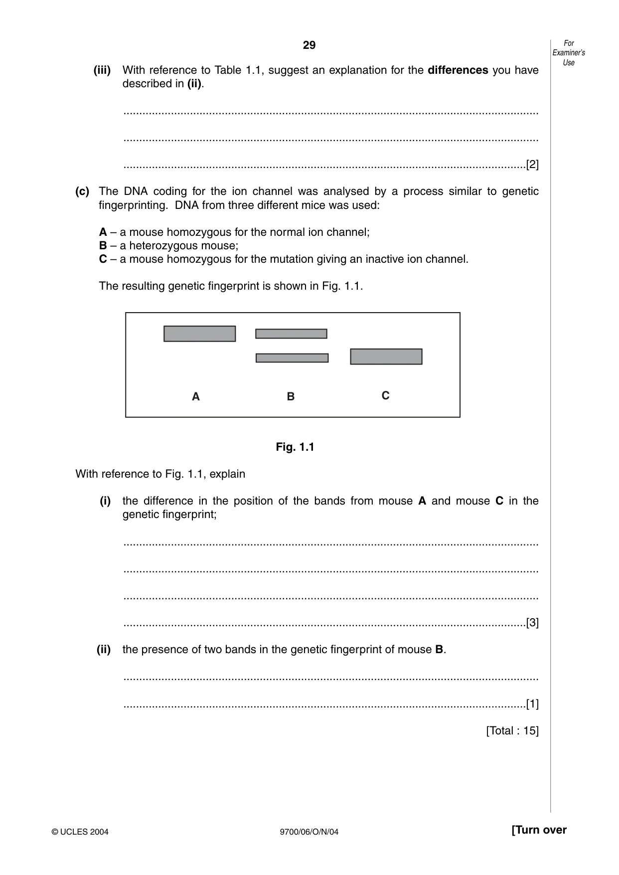 Cambridge A Level Biology 9700 2004 Oct/Nov Paper 6 · Variant 1 question paper, page 29 of 36