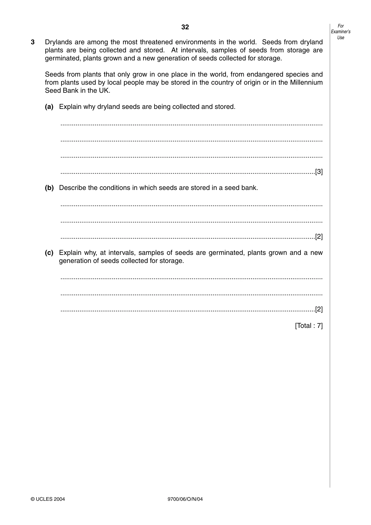 Cambridge A Level Biology 9700 2004 Oct/Nov Paper 6 · Variant 1 question paper, page 32 of 36