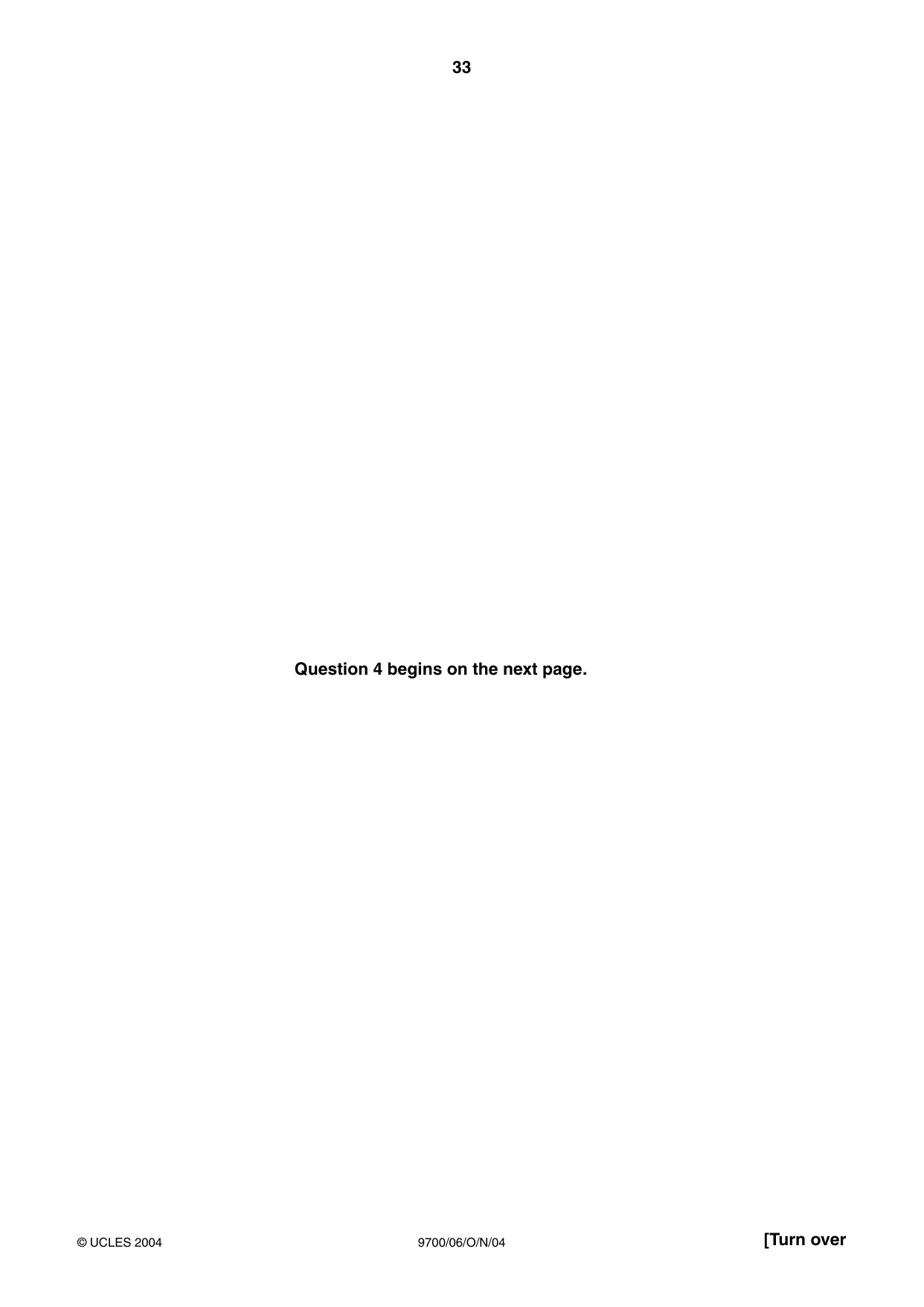 Cambridge A Level Biology 9700 2004 Oct/Nov Paper 6 · Variant 1 question paper, page 33 of 36