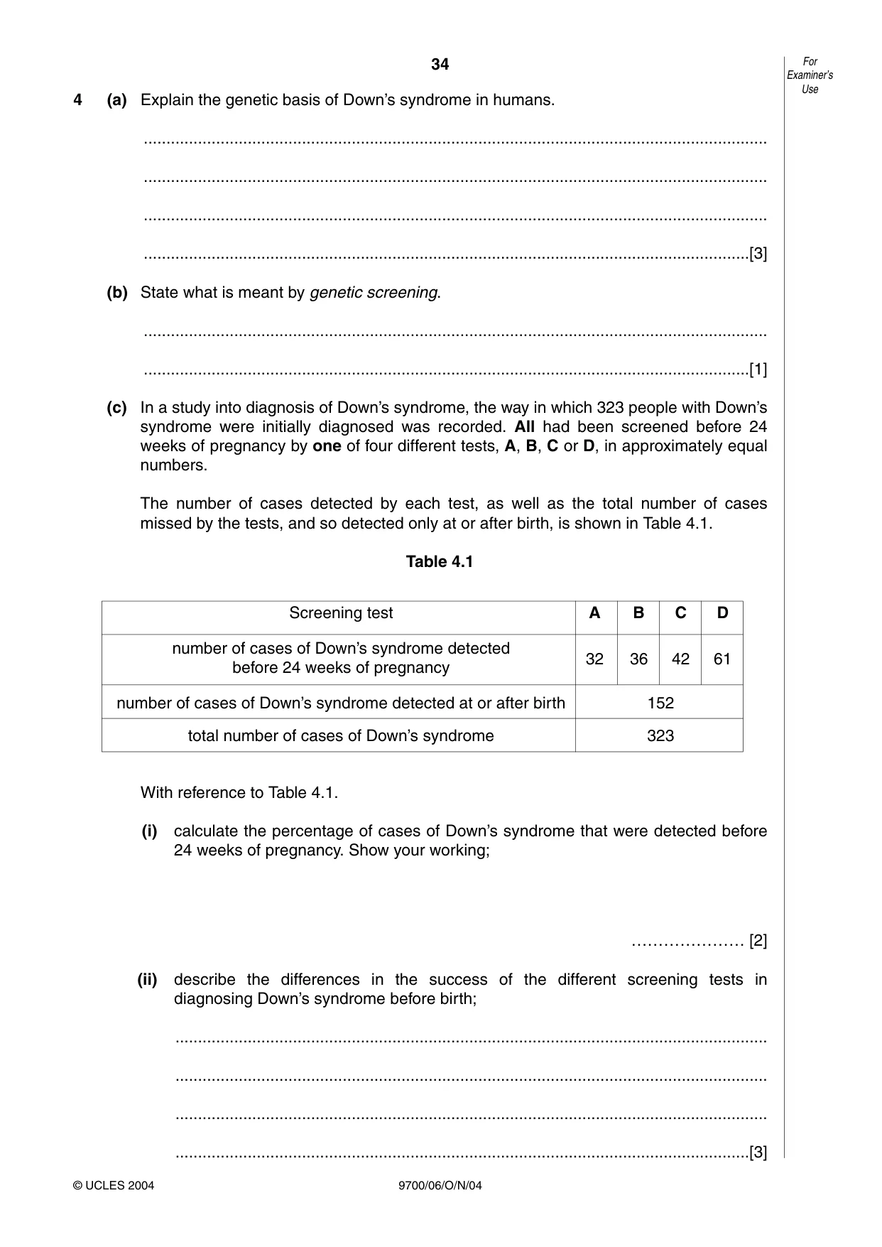 Cambridge A Level Biology 9700 2004 Oct/Nov Paper 6 · Variant 1 question paper, page 34 of 36