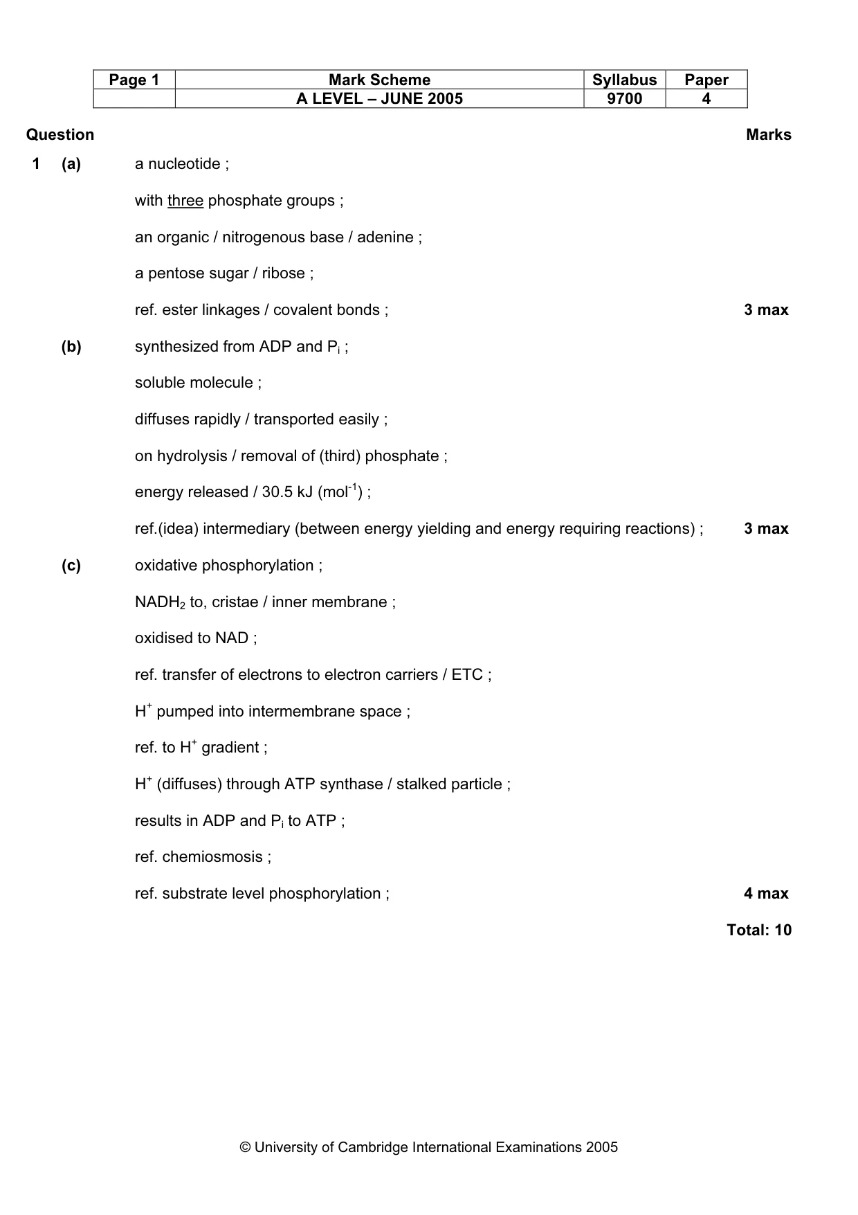 Mark scheme, page 4 of 10