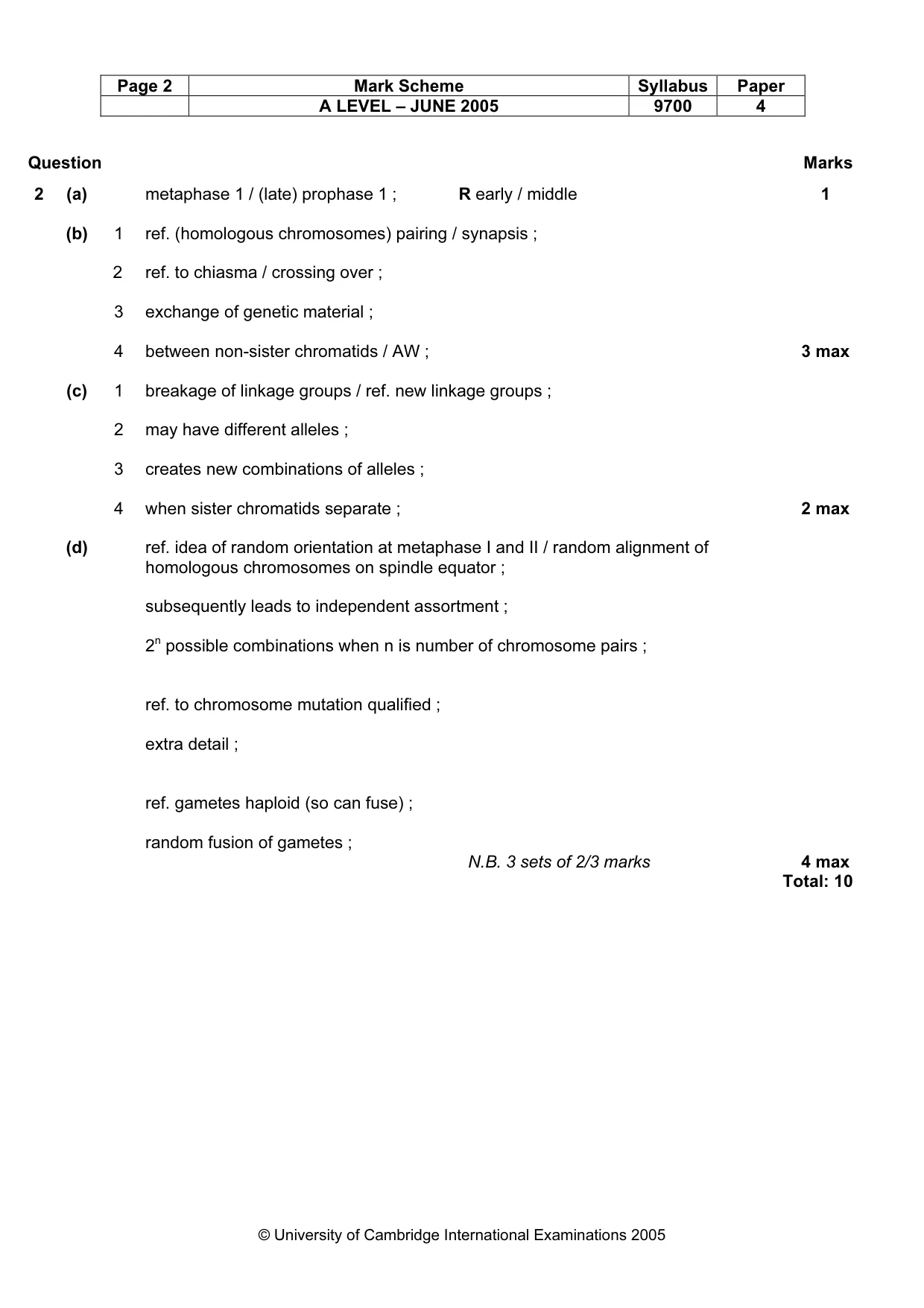 Mark scheme, page 5 of 10