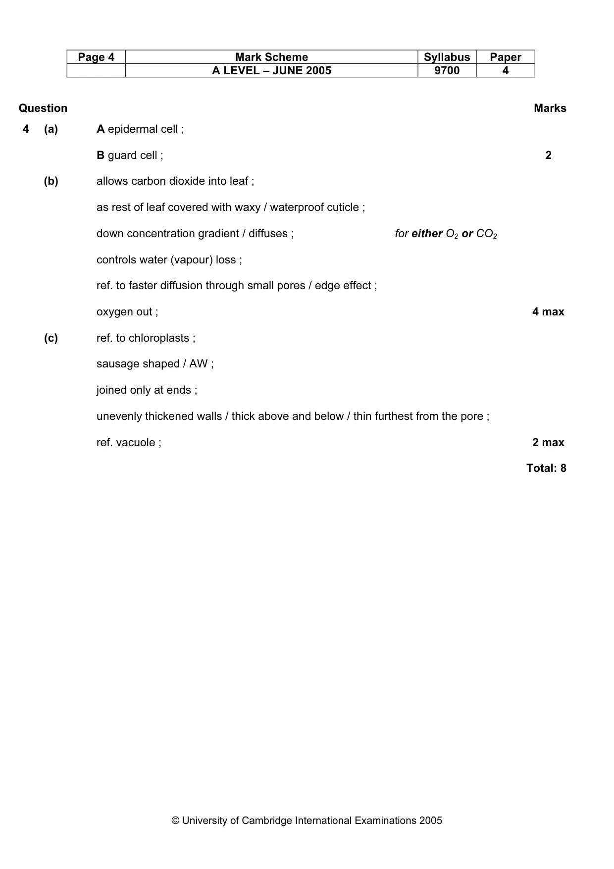 Mark scheme, page 7 of 10
