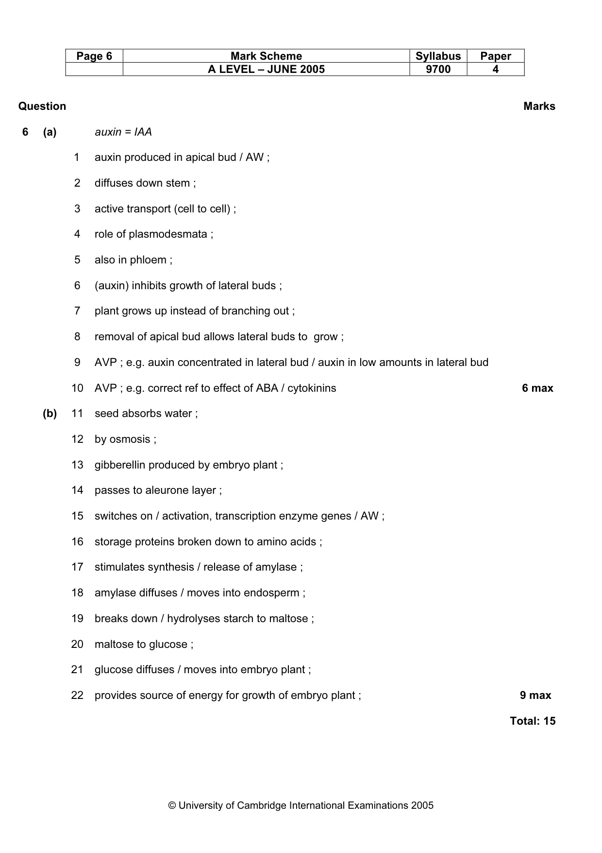 Mark scheme, page 9 of 10