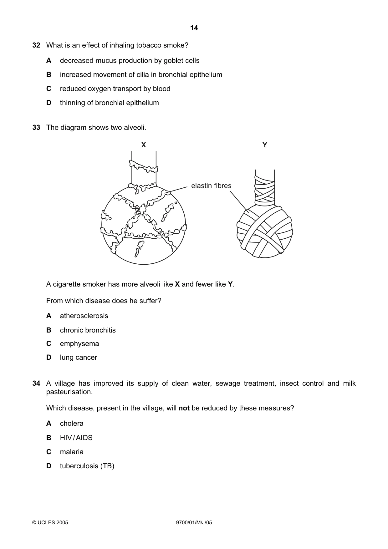 Cambridge A Level Biology 9700 2005 May/June Paper 1 · Variant 1 question paper, page 14 of 20